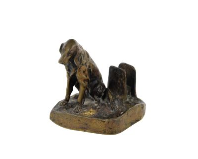 Patinated Bronze Smoke Tray With Dog - Irish Setter- C1910