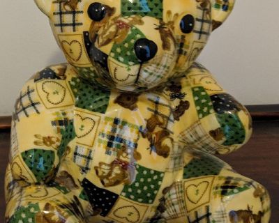 Vintage Ceramic Decoupage Teddy Bear
