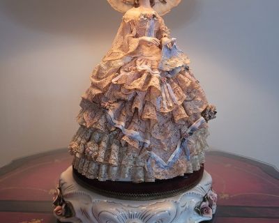 Vintage Antique Victorian Figurine Doll Dresden Table Lamp