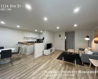 1114 6th St. Newly upgraded modern apartment, located in a prime area of Santa Monica, just blocks from the ocean. This 2 bedroom is on ground floor, boasting recessed lighting, new stainless steel appliances, front patio area, washer/dryer hookups in unit, wall mounted AC in beds and living room, storage & master suite. The building is a quiet & gated 3-story over subterranean parking, which i...