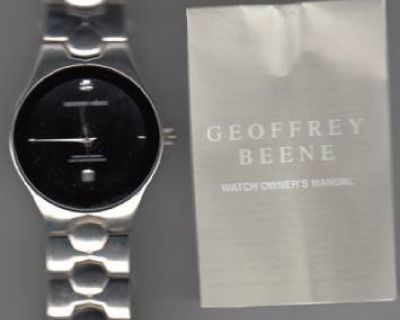 Geoffrey Beene Silver & Black Watch-New !!