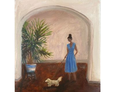 "Chinoiserie" Original Expressionist Figurative Interior Scene Oil Painting by Alice Ford