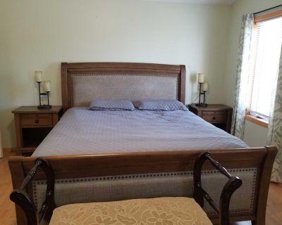 King Size Bed w/mattress and 2 Side tables
