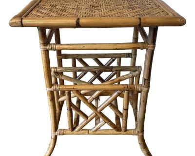 Late 20th Century Chippendale Rattan Magazine Holder Side Table