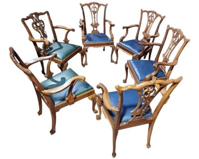 1970s Georgian Furniture Company Mahogany Chippendale Dining Chairs - Set of 6