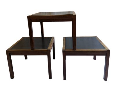 1960s Mid-Century Modern Walnut and Slate End Tables - Set of 3