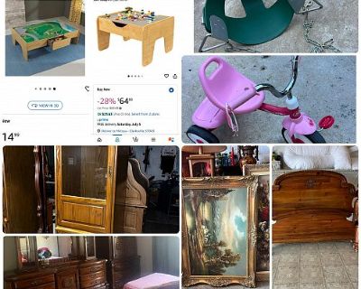 4 family yard sale, lots of shade, Ice water .50cents