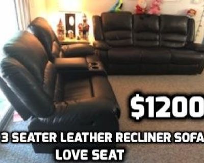 Ashley Leather Sofa & Luv Seat (Reclliner & Console)