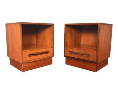 Pair of G Plan Fresco Single Drawer Nightstands With Cubby #1