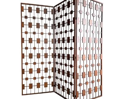 Mid Century Walnut Three-Panel Room Divider Screen