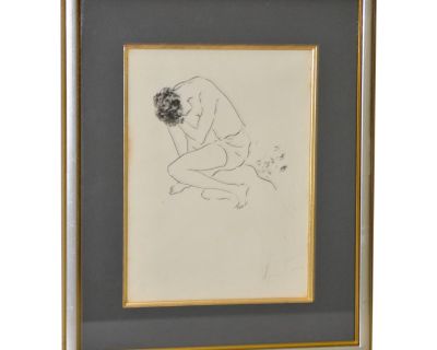 C.1940s Marcel Vertes Figural Nude Etching Signed / Framed