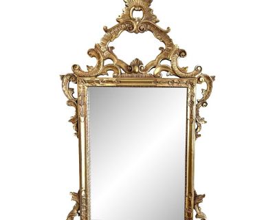Vintage Chippendale Rococo Style Carved Giltwood Mirror