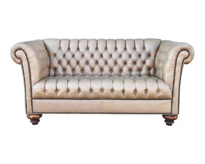 1970s Vintage Leather Chesterfield Loveseat