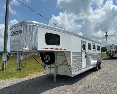 2026 Cimarron Trailers Norstar 2+1, 2026 Cimarron Norstar 2+1 Dimensions & Exterior Specs Width: 6'10" Height: 7'7" Floor Length: 24' Torsion axles 6,000 - 8 lug by Dexter GVWR: 12,000 Empty weight: 5,764 235/80R16 Goodyear tires Extruded slat @ stall area Full length running boards Standard drop leg jack Upgrades Over Base Model Extra clearance 53" GN height Additional LED load lights Drop fee...