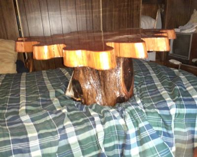 Handcrafted Cypress coffee table and sewing table