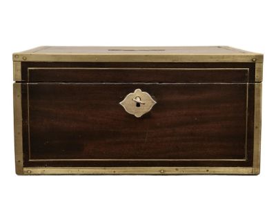 19th Century Mahogany Box With Brass Campaign Detailing