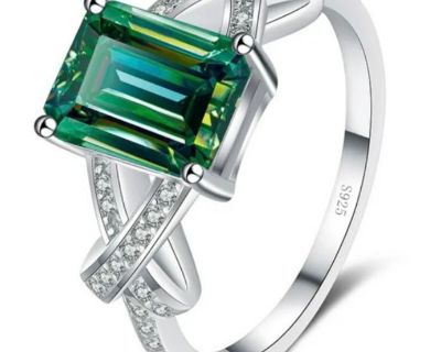 New!  Green & White Moissanite Diamond Rings!  All Sizes!  Layaway!