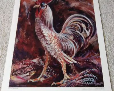 Rooster Wall Art Poster Print by Hans Krommenhoek - Signed - Unframed
