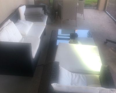 Wicker patio furniture and table. No delivery. You pick up. Lakewood Ranch