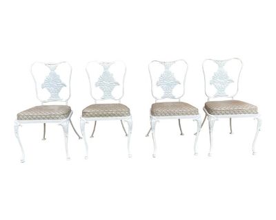 1950s Woodard Trianon Wrought Iron Patio Dining Chairs, Attributed - Set of 4