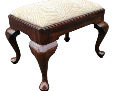 Vintage Henkel Harris, Queen Anne Style Mahogany Footstool