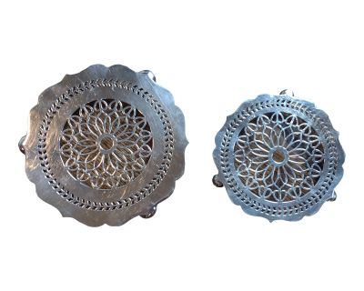Pair of 1950s English Silver-Plated Trivets / Coasters