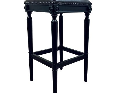 Transitional Dark Brown Faux Leather Bar Stool