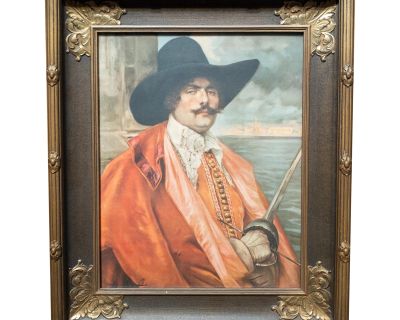 20th Century Decorative Frame With Print of a Musketeer