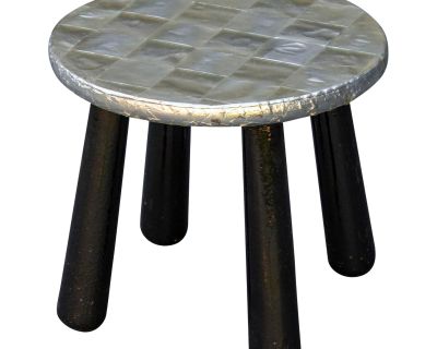 Small Vintage Woven Aluminum and Resin Art Stool