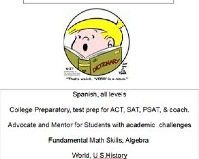Spanish Language Tutor (English Grammar/Lit/US/World History/Math/Sciences)