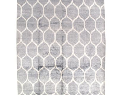 Pasargad Modern Bamboo Silk Hand-Knotted Area Rug - 9′1″ × 11′10″