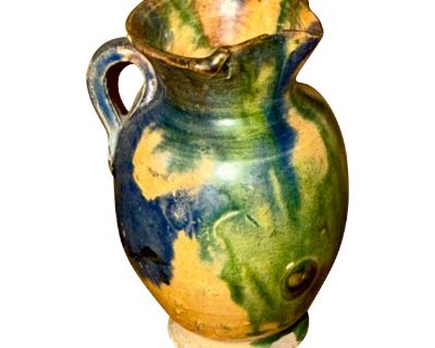 Rare Antique Miniature Strasburg, Va Multi Glazed Redware Pitcher 2.5” C. 1890’s
