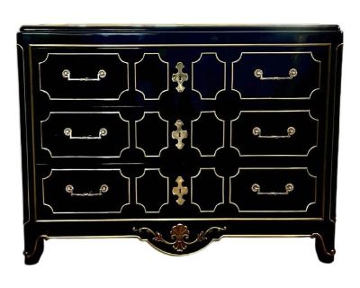 Vintage Mastercraft Brass and Lacquer Chest of Drawers