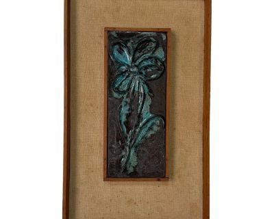 1970’s Mid-Century Modern Ceramic Flower Relief Wall Plaque – Signed