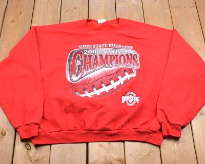 2002 Ohio State University Collegiate Football Champions Crewneck Embroidered Ncaa Sweatshirt Sport
