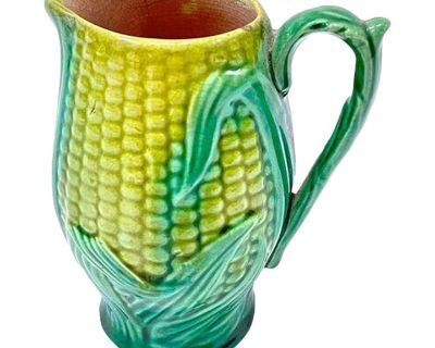 Antique Small Majolica Corn Creamer