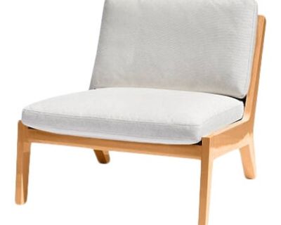 Portofino Outdoor Lounge Chair by the Drawing Room Atl - Handcrafted Mahogany in Premium Yacht Finish: Classic Tan- Modern Outdoor Furniture