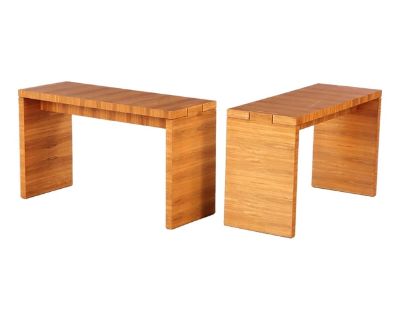 A Pair of Bleached Mahogany Console Tables, C. 1980.