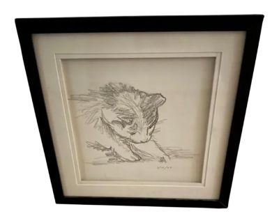 It has kind of a double mat that allows a bit of a shadow box effect. It has glass. The frame is basic and I see a china sticker on the back. It looks good however, and I wouldn't change it.. Dimensions 10.5 W 0.5 D 10.5 H Styles Children's Illustration Art Subjects Animals Frame Type Framed Period 1960s Country of Origin United States Item Type Vintage, Antique or Pre-owned Shop Sustainably wi...