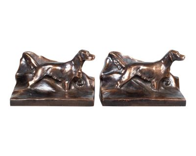 Bronze Plated Irish Setter Dog Bookends C.1940