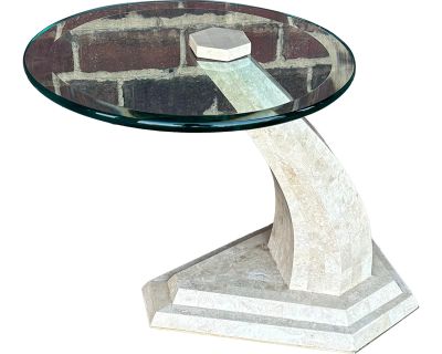 Maitland Smith Glass and Tessellated Marble Side Table