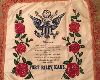 MOTHER / ARMY Fort Riley, KS pillow throw pillow sham covering - VINTAGE - Qty. 1