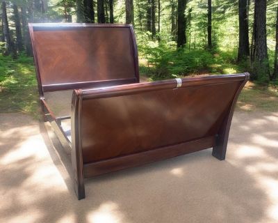 Queen Sleigh Bed Frame Headboard Footboard Rails & Frame Solid Wood