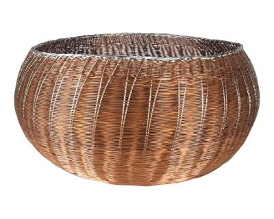 1980s Michael Aram Woven Copper Basket Bowl