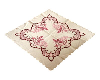 1960s Cotton and Linen With Embroidery Tablecloth