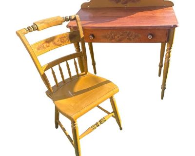 Lambert Hitchcock Vintage Federal Style Writing Desk/Dressing Table- Original Paint - Set of 2