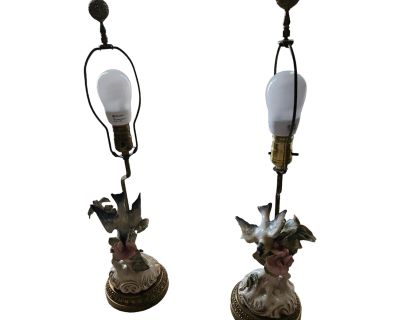 Pair of Vintage 1950s Bird Table Lamps