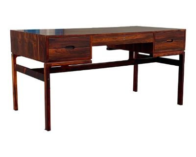 1960s Danish Modern Rosewood Executive Desk by Arne Wahl (Refinished)