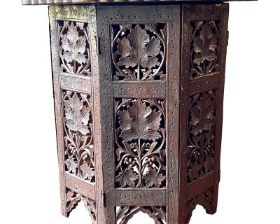 1950s Carved Anglo Indian Folding Style Side Table