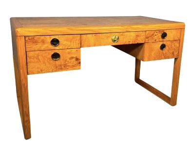 1960s Vintage Burl Wood Campaign Desk From Sligh Furniture